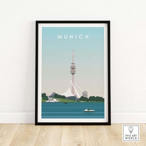 München Poster | Deutsches Reise Poster | Bayern Wall Art | Wohnkultur | Gerahmte & Ungerahmt Geschenkidee