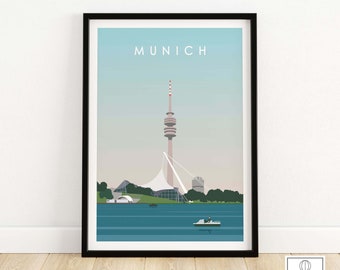 Munich Print | German Travel Poster | Bavaria Wall Art | Home Decor | Framed & Unframed Gift Idea