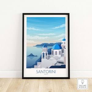Santorini Wall Art Greece | Greek Island Poster Print | Santorini Island | Santorini Anniversary Birthday Gift