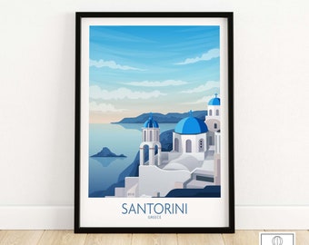 Santorini Wall Art Greece | Greek Island Poster Print | Santorini Island | Santorini Anniversary Birthday Gift