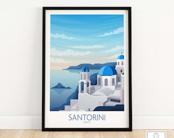 Santorini Wall Art Greece | Greek Island Poster Print | Santorini Island | Santorini Anniversary Birthday Gift