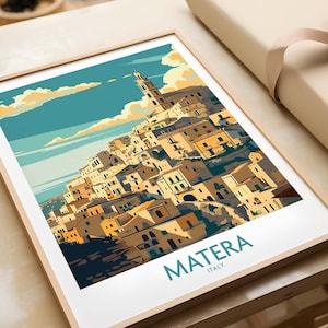 Matera Wall Art - Captivating Travel Prints Italy Travel Poster Matera Artwork Poster Gift Italy Home Decor Matera Illustration Art Lover