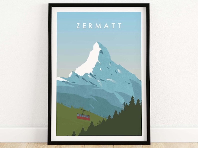 Zermatt Poster Print | Zermatt Wall Art | Switzerland Ski Poster Art ...