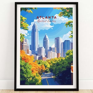 Atlanta Travel Print Wall Art Wall Hanging Home Decor Atlanta Art Lover Gift Atlanta Birthday Present
