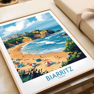 Biarritz Travel Poster Birthday Present Biarritz Wedding Anniversary gift Biarritz