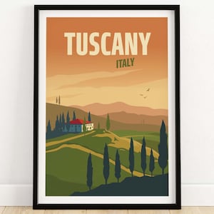 Tuscany Wall Art Poster Print | Tuscany Landscape Art | Italian Wall Decor | Italy Travel | Tuscany Italy Artwork Gift | Framed & Unframed