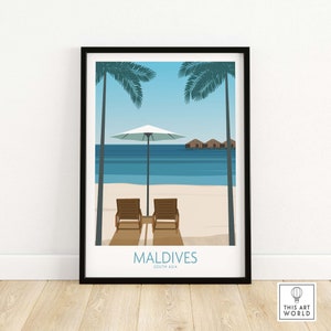 Maldives Print | Maldives Wall Art | Maldives Travel Poster | Maldives Honeymoon Anniversary Gift Idea