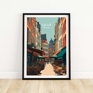 Lille France Old Town Square Poster, European City Print, Vintage Travel Wall Art, Street Scene, Architecture Decor, Europe Travel Gift Idea