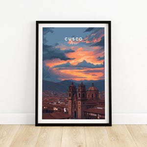 Impresión de Cusco, Perú / Decoración de pared de viaje por Sudamérica / Arte de paisaje urbano vibrante para el hogar o regalo