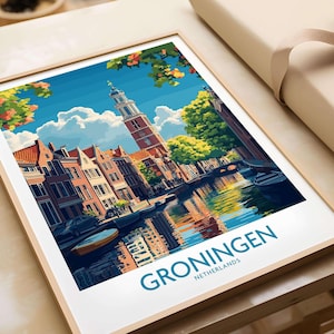 Groningen Poster Netherlands Groningen Art Print Travel Print | Home Décor Poster Gift | Digital Illustration Artwork  Netherlands