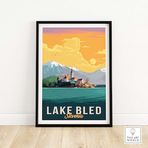 Bleder See Poster Österreich | Wandkunst | Reise Poster | Wohnkultur | Gerahmte & Ungerahmt Geschenkidee