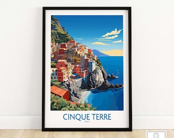 Cinque Terre Travel Print Art Print Travel Print / Decoración del hogar Cartel Regalo / Ilustración digital Arte / Regalo de cumpleaños