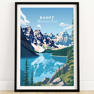 Banff Poster National Park Print Art Print Travel Print | Home Décor Poster Gift | Digital Illustration Artwork | Birthday Present