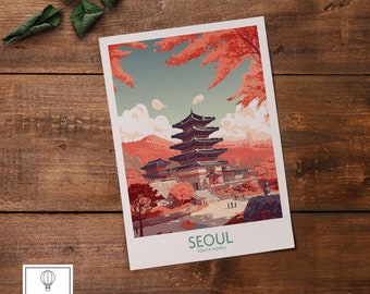 Seoul Print South Korea | Travel Poster Art | Home Décor Artwork | Birthday present | Wedding anniversary gift