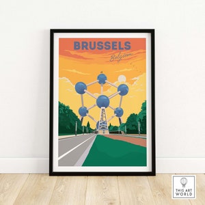 Brussels Print | Belgium Travel Poster | Wall Art | Vintage Art Print | Framed & Unframed Artwork | Home Decor Gift Idea