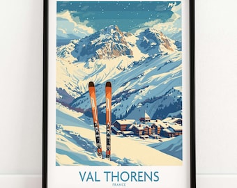 Val Thorens Ski Resort Print, France Travel Poster