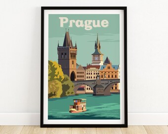 4 sizes, matte+glossy avail Vintage Travel Poster Prague 4 sizes, matte+glossy avail Vintage Travel Poster Prague