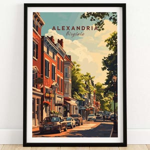 Vintage Alexandria Virginia Poster, Travel Wall Art, City Skyline Print, Retro Home Decor