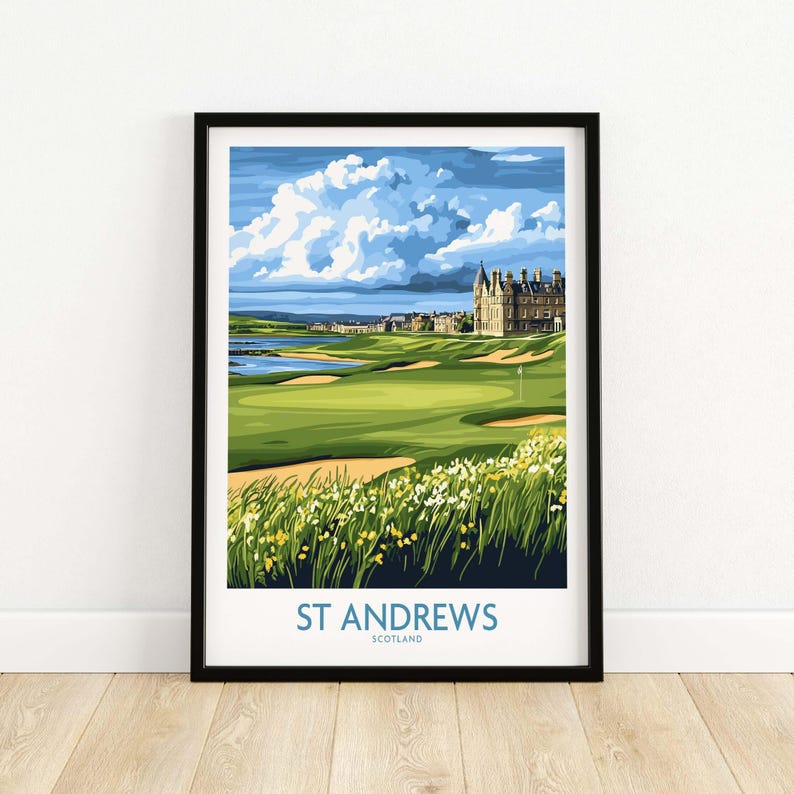 St Andrews Golf Art Print, Vintage Style Scotland (framed or Unframed ...
