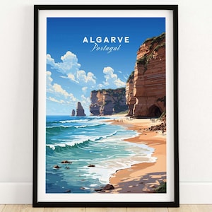 Algarve Print Strand Poster | Reise Poster | Gerahmtes und ungerahmtes Kunstwerk | Geburtstagsgeschenk Hochzeit Jahrestag Geschenkidee