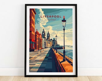 Lámina de pared de la ciudad de Liverpool - Regalo de Liverpool para inauguración de la casa o cumpleaños
