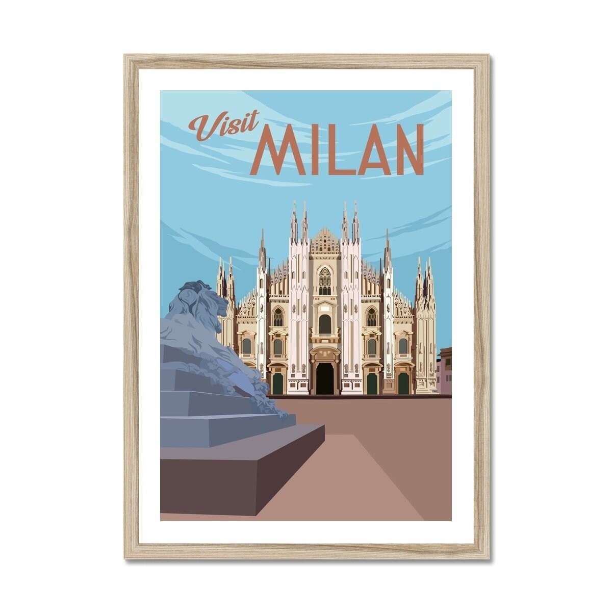 Milan Vintage Travel Poster Milan Italy Framed Print Retro Etsy