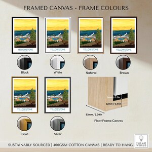 Yellowstone National Park wall art in six frame color options, canvas print, home decor
