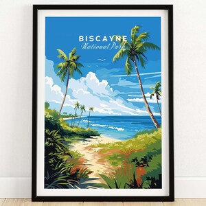 Biscayne Poster National Park Art Print Travel Print | Home Décor Poster Gift | Digital Illustration Artwork | Birthday Present