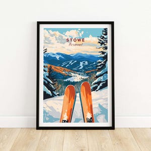Ski Poster Stowe Vermont Stowe Ski Kunstdruck Vermont Skihütte Wand Kunst Wohnkultur Geschenk Ski Haus Dekor Winter Sport Poster