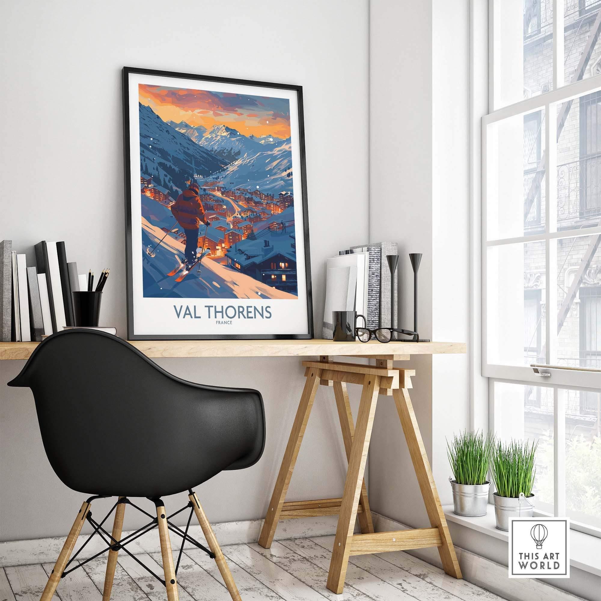 Ski Print Val Thorens Wall Art Poster Val Thorens Skiing Gift Home ...