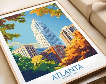 Atlanta Art Print Travel Print | Home Décor Poster Gift | Digital Illustration Artwork