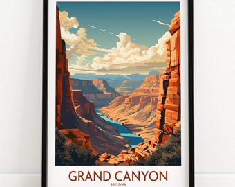 Grand Canyon Wandbild Reisedruck | Poster für Zuhause | Digitale Illustration