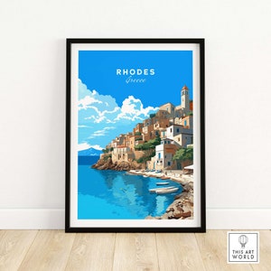 Rhodes Greece Poster | Greece Travel Poster | Birthday present | Wedding anniversary gift | Art Print