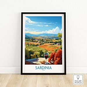 Sardinia Italy Wall Art Wall Art Print Travel Print | Home Décor Poster Gift | Digital Illustration Artwork | Birthday Present