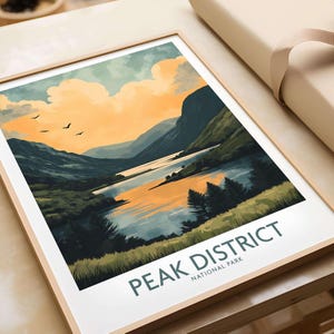 Peak District National Park Wall Art Print Peak District Poster Wall Decor Illustration Peak District Art Gift National Park Peak District