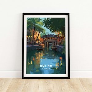 Hoi An Vietnam Poster, Iconic Landmark Wall Art Print, Vintage Travel Decor, Vietnamese Cityscape Illustration, Home & Office Decoration