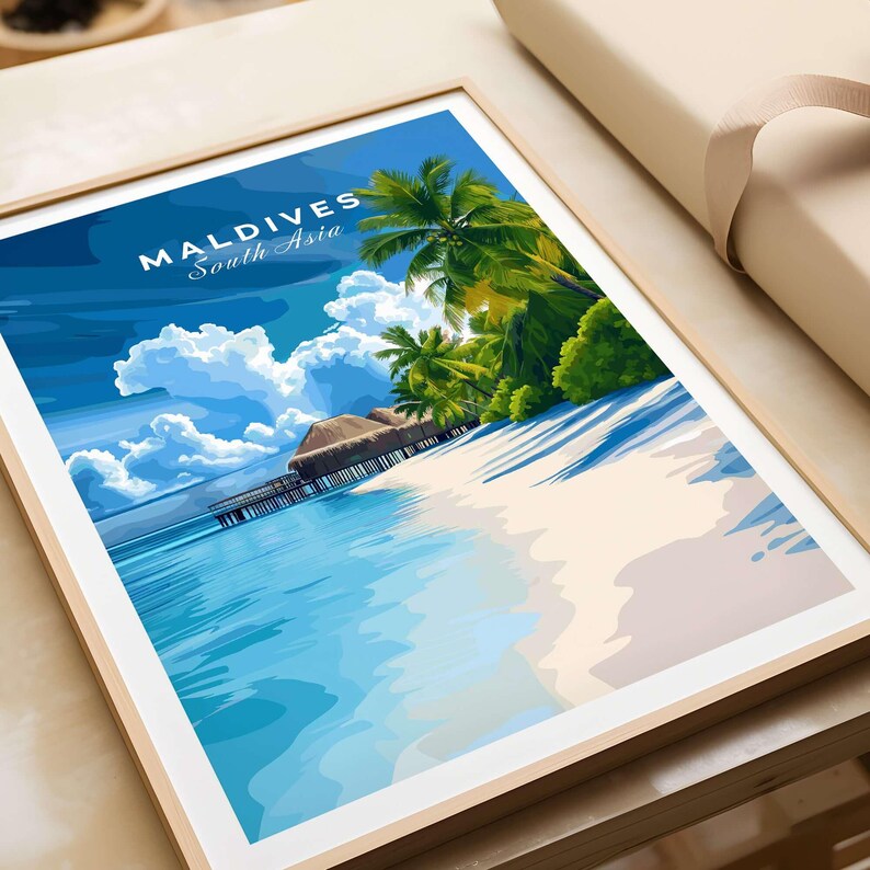 Maldives Print Tropical Beach Maldives Wall Art Gift House Decoration ...