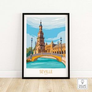 Seville Poster | Spain Travel Print | Seville Wall Art Framed & Unframed Print | Seville Gift | Spanish Home Decor | Seville Cityscape Art