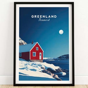 Greenland Travel Print Wall Art Greenland Poster Artwork Travel Home Decor Gift Art Lovers Illustration Poster Denmark