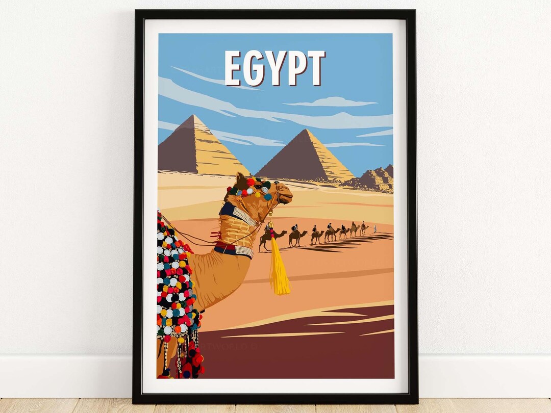 Egypt Wall Art Print | Pyramids of Giza Travel Poster | Home Decor ...