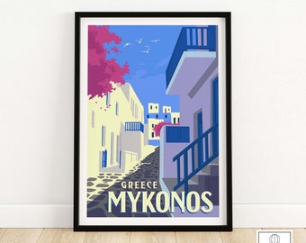 Mykonos Print | Wall Art Poster | Mykonos Gift | Greek Home Decor