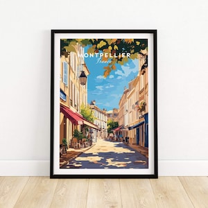 Impression de voyage de Montpellier Impression d'art de Montpellier Impression de voyage | Poster décoratif pour la maison | Illustration numérique, oeuvre d'art, France
