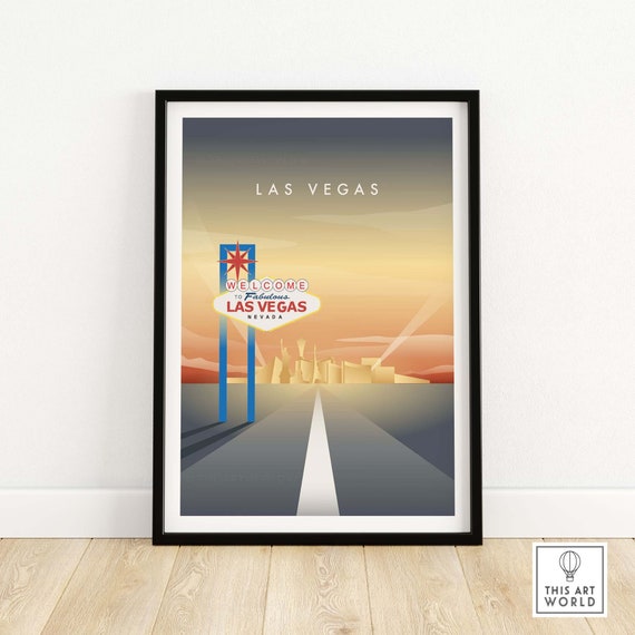 Las Vegas Poster | Vegas Print | Nevada Wall Art Framed & Unframed Travel Poster Vegas | Las Vegas Gift