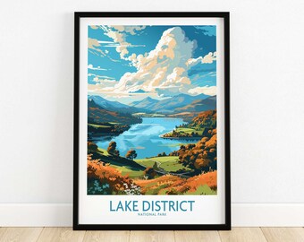 Lake District National Park Print Travel Poster Home Decor Gift Wall Art Print Birthday Present Wall Art Print