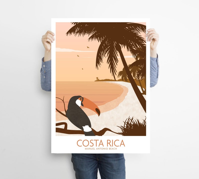 Costa Rica Wall Art Costa Rica Print Costa Rica Poster Tropical Beach Print Costa Rica Tucan Costa Rica Gift