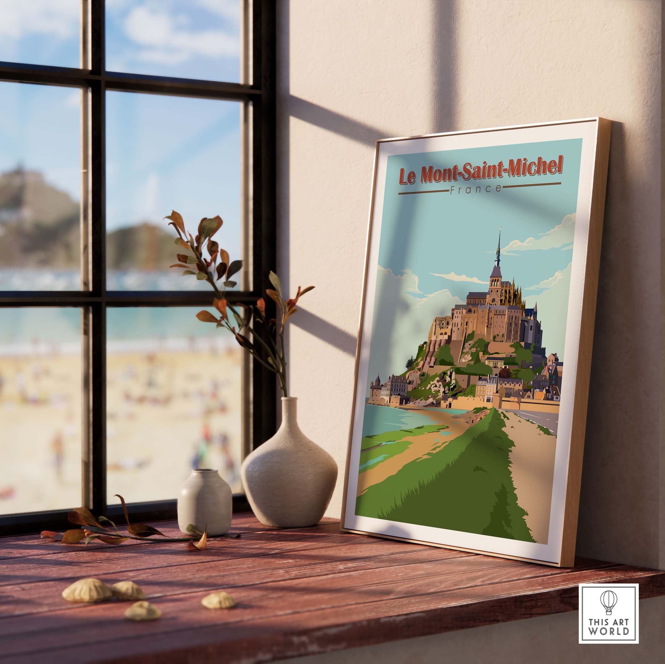 Mont Saint Michel 絵画 木製フレーム付き mont-saint-michel — Eastern Shore Art for Sale