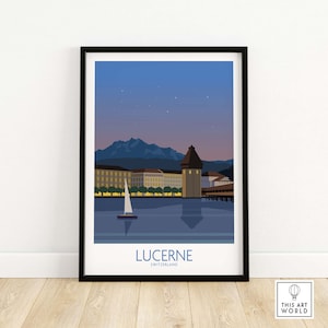 Lucerne Switzerland | Swiss Poster | Office Wall Art | Travel Poster | Home Decor | Framed & Unframed Gift Idea