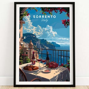 Sorrento Travel Print Italy Travel Poster Sorrento Artwork Poster Gift Italy Home Decor Sorrento Illustration Art Lover Italy Print