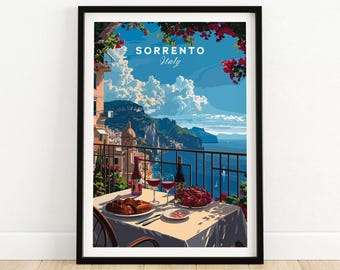 Sorrento Travel Print Italy Travel Poster Sorrento Artwork Poster Gift Italy Home Decor Sorrento Illustration Art Lover Italy Print