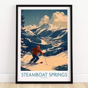 Steamboat Springs Wall Art Print Colorado poster Steamboat Ski Resort poster wintersport kunstwerk avontuur Home decor skiën cadeau skiër
